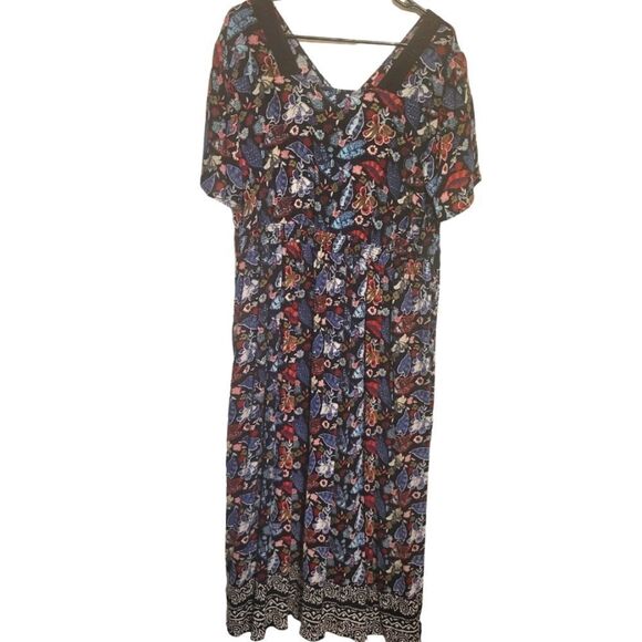 Ulla Popken Black Pink Blue Floral Dress, Size 16 - Picture 2 of 8